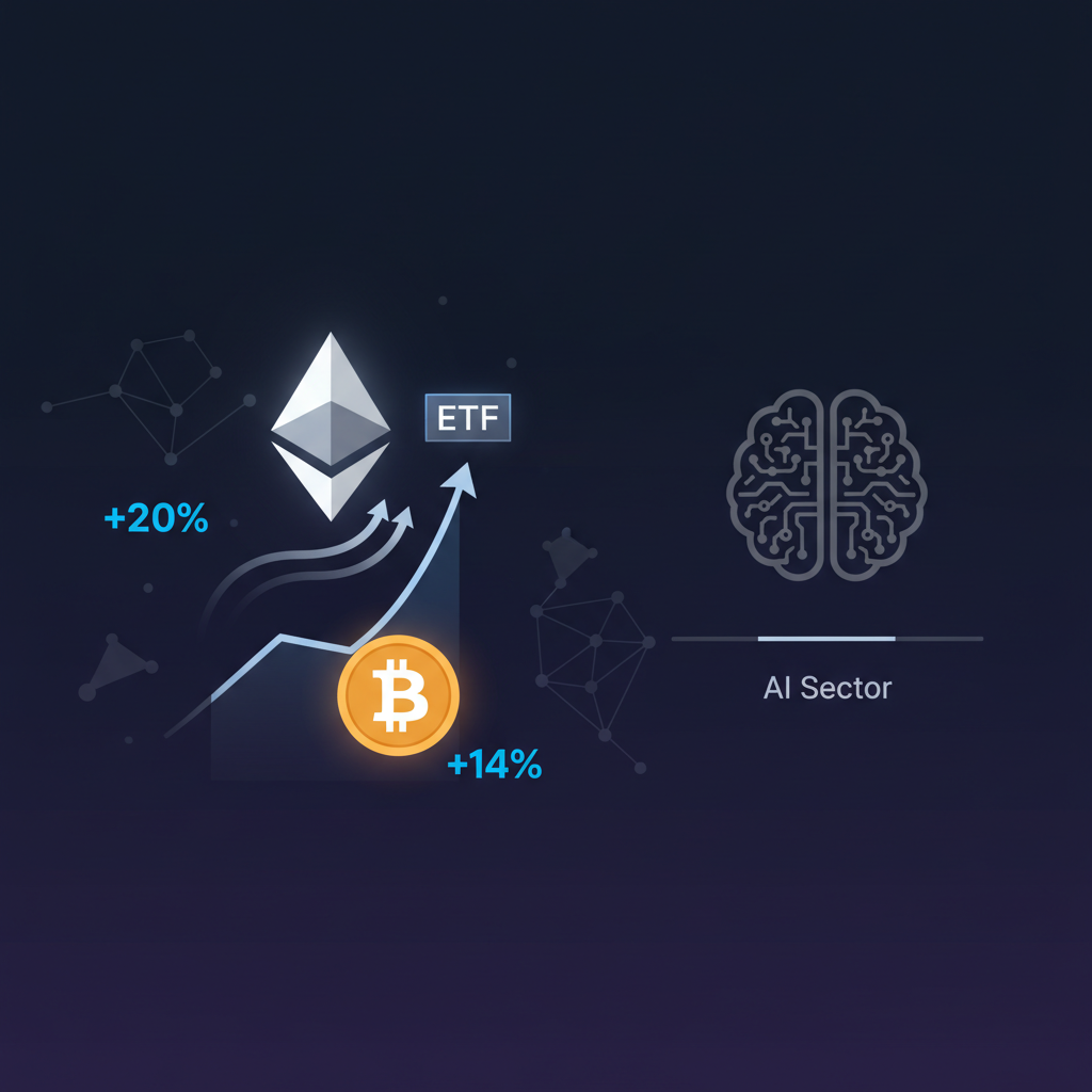 ETH月間20%高でBTC先行、AI銘柄はFOMC前に足踏み