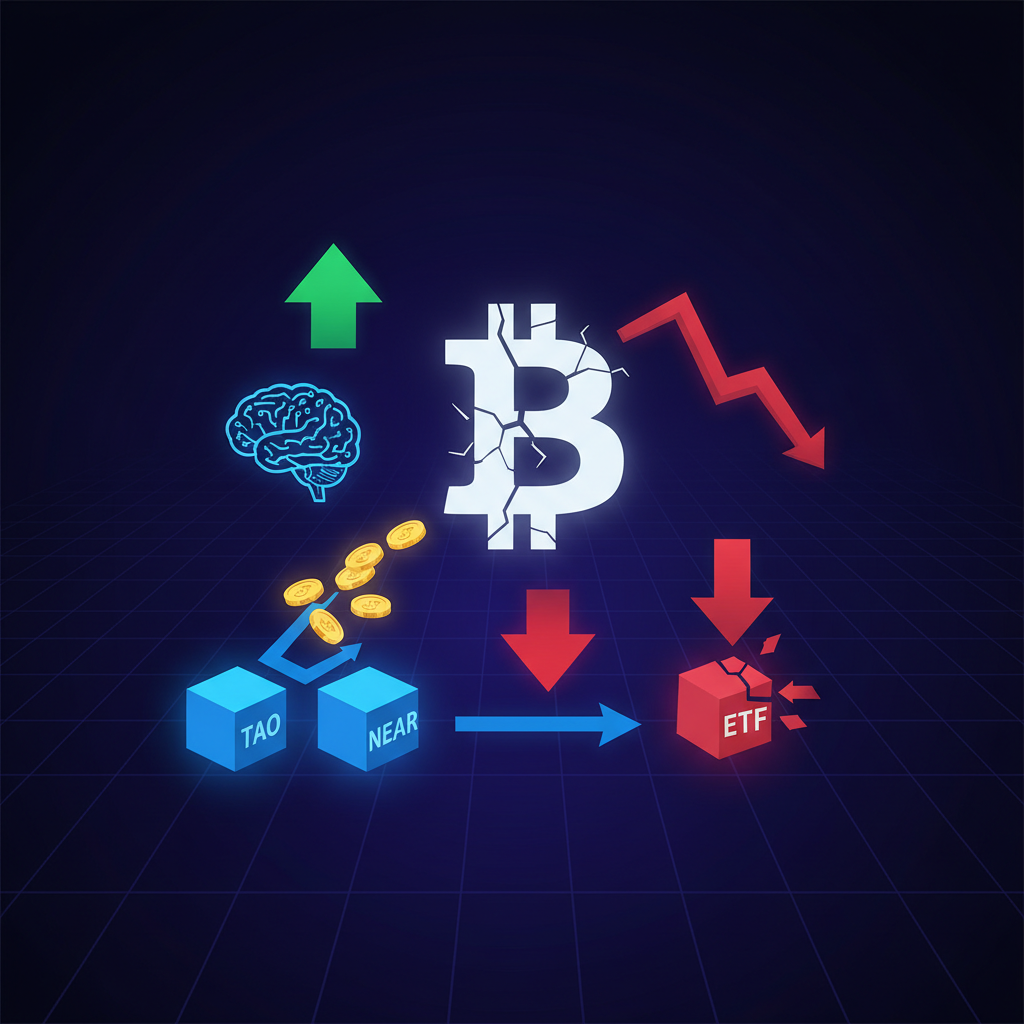 BTC週末3.25%安でも主要AI銘柄は底堅く、資金の選別鮮明に
