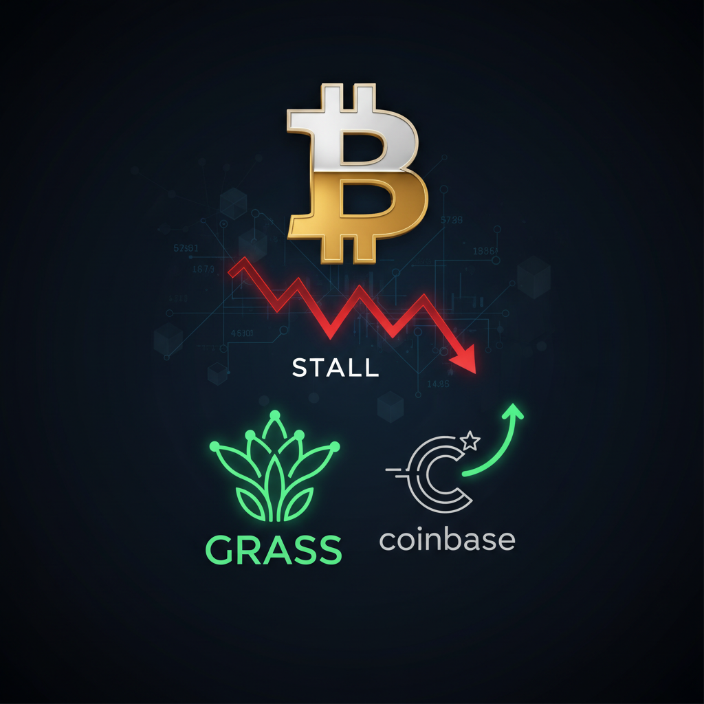 BTCが8万ドル手前で週末失速、GRASSはコインベース観測で急伸