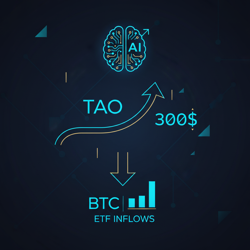 TAOが300ドル奪回、AIセクター反発もBTC ETF流入は急減速