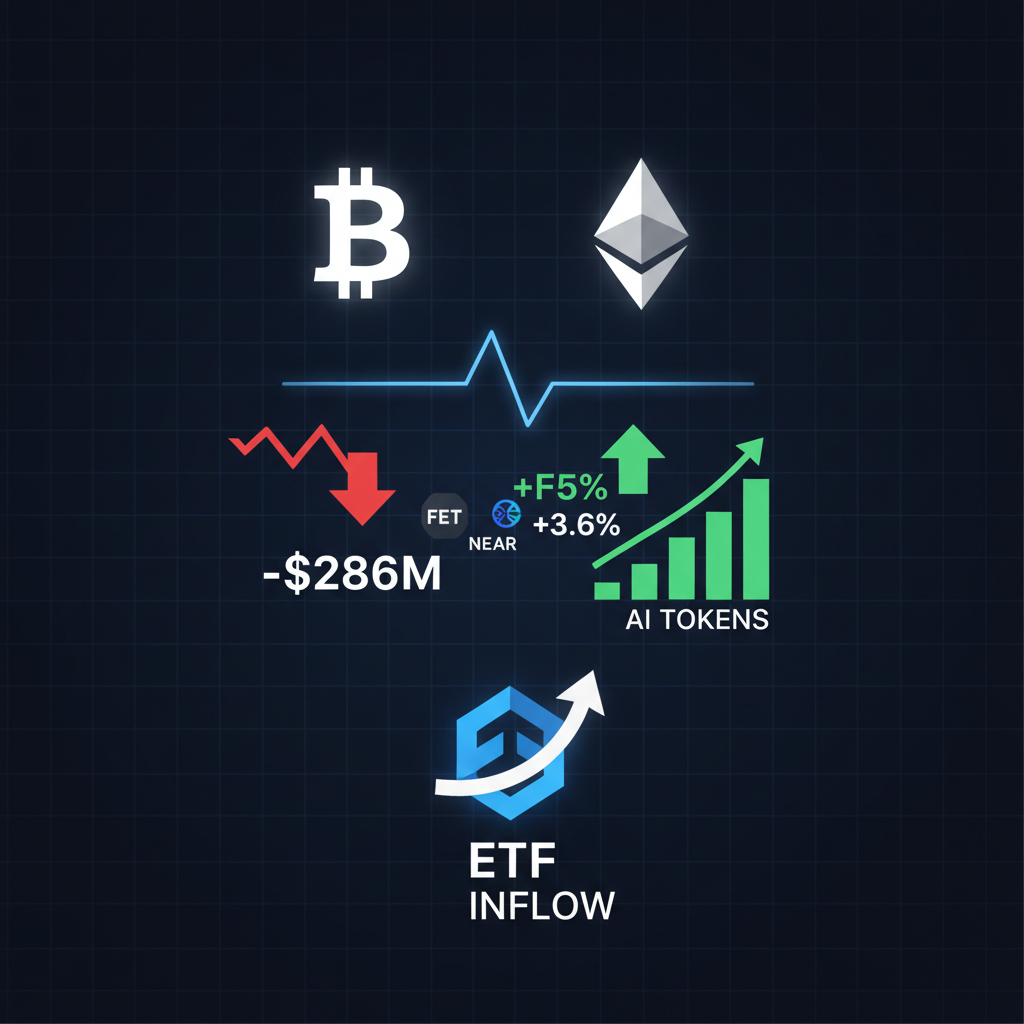 BTC/ETH横ばいの裏で2.86億ドル清算、AI銘柄はFET5%高で底堅く