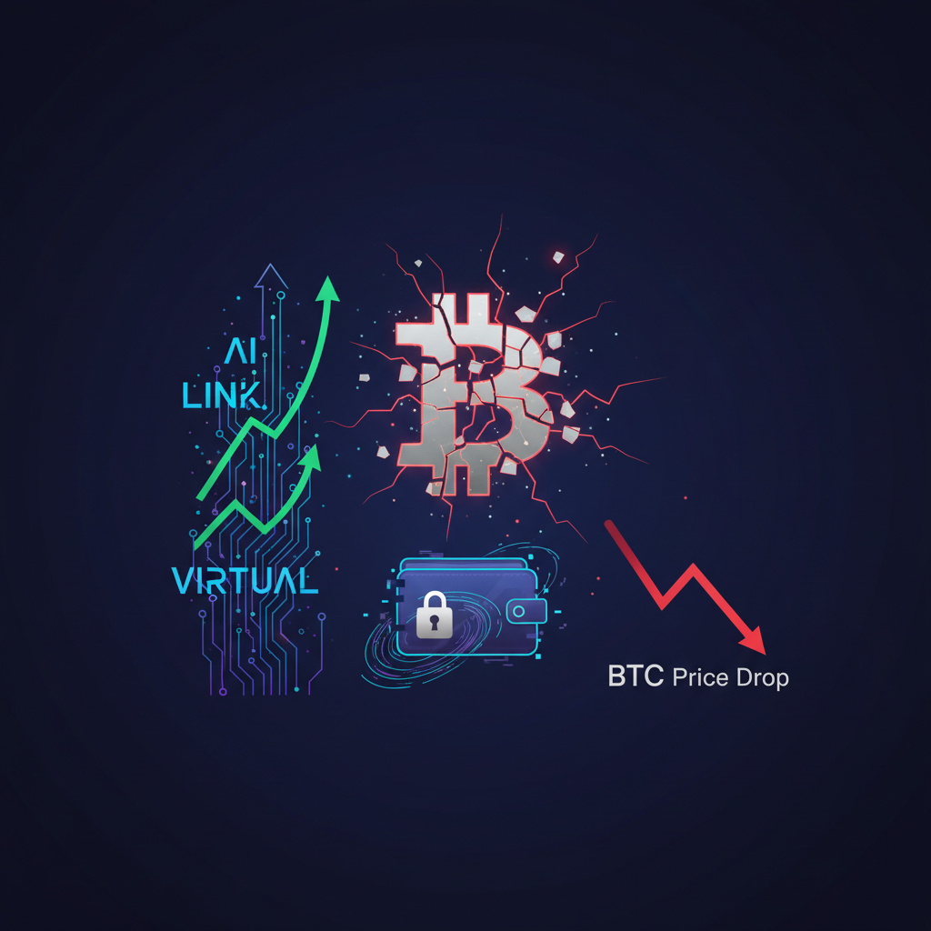 BTC1.9%安、Coldcard流出1700BTC超でAI銘柄は逆行高