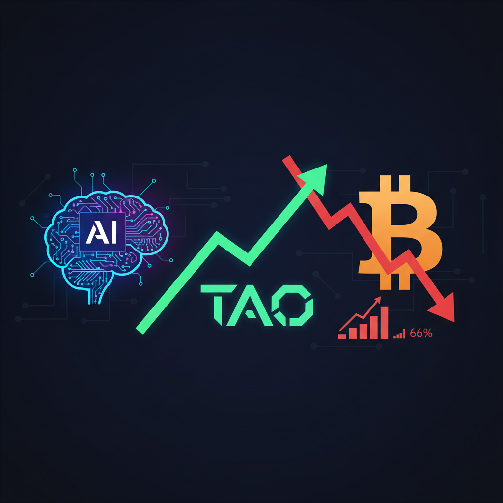 AI銘柄でTAOだけ逆行高、9月利上げ確率66%がBTC重荷に
