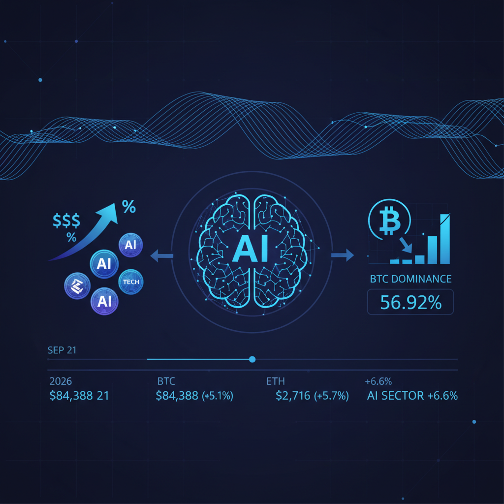 FOMC後にAI銘柄が軒並み2桁高、BTCドミナンス57%割れへ