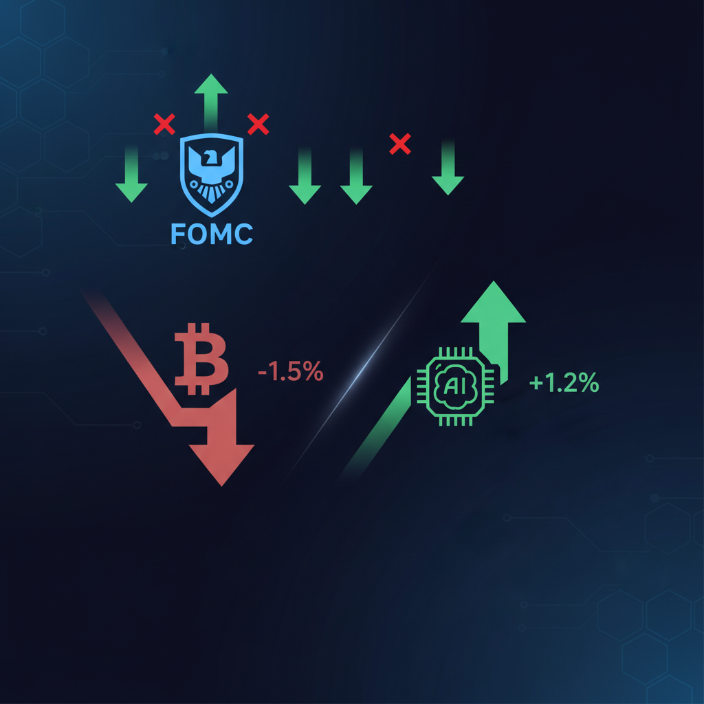 FOMC据え置きもタカ派反対3人、BTC1.5%安でAI銘柄は逆行高