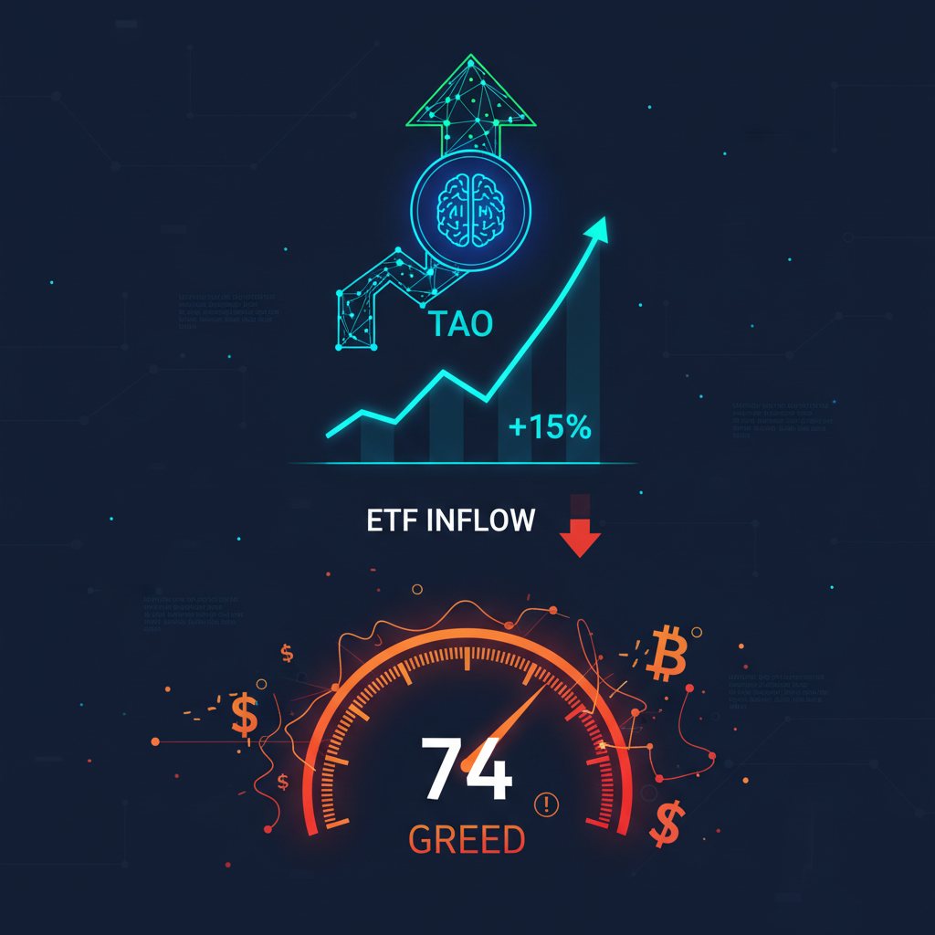 TAO独歩高+15%、ETF流入急減速で強欲指数74の危うさ