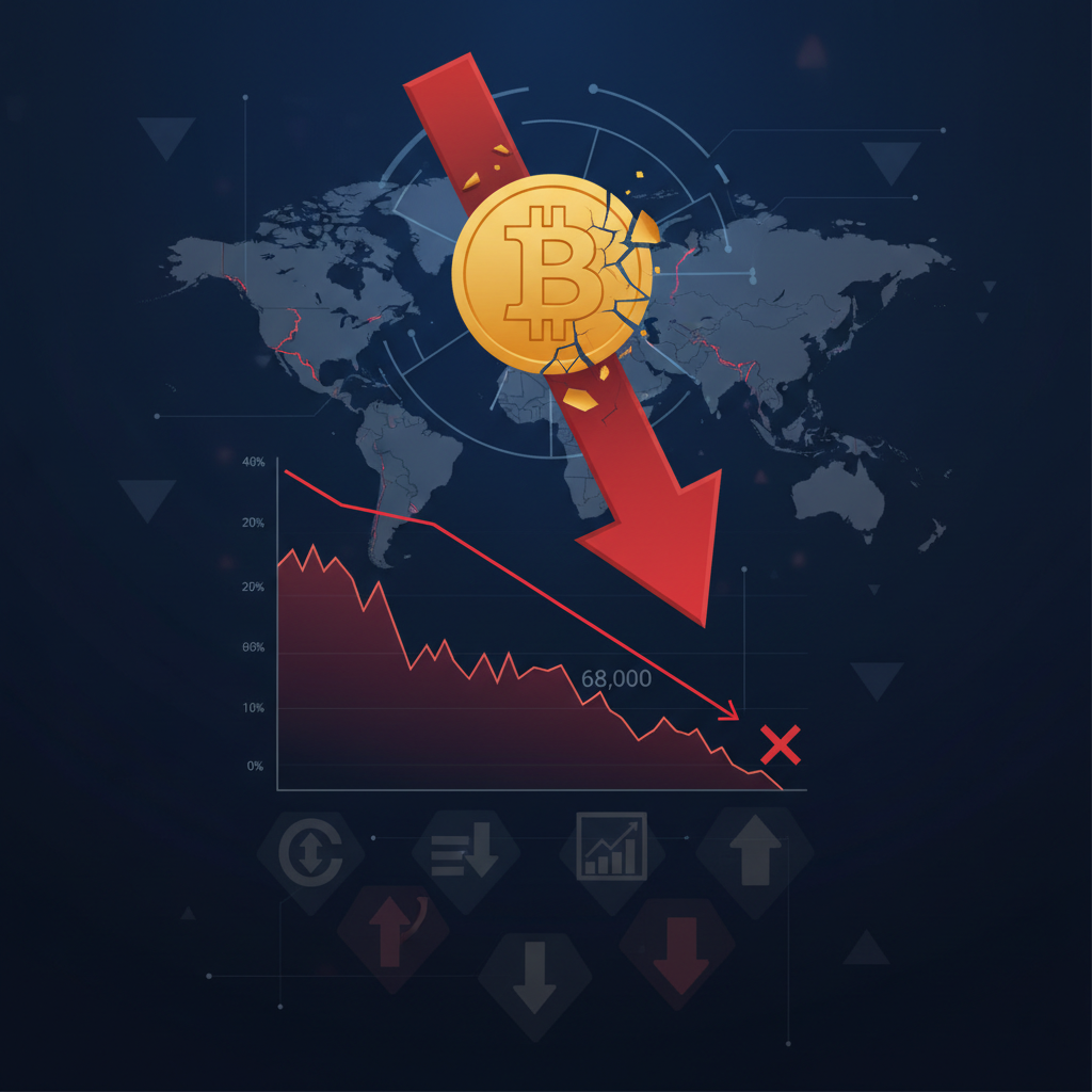 ビットコインが6.8万ドル割れ、地政学リスクで再び「リスク資産」化が意識される