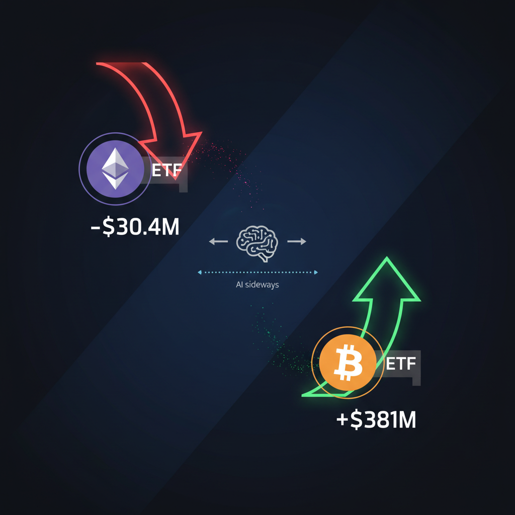 ETH ETFが週間3,040万ドル流出、資金はBTCへ逆流中