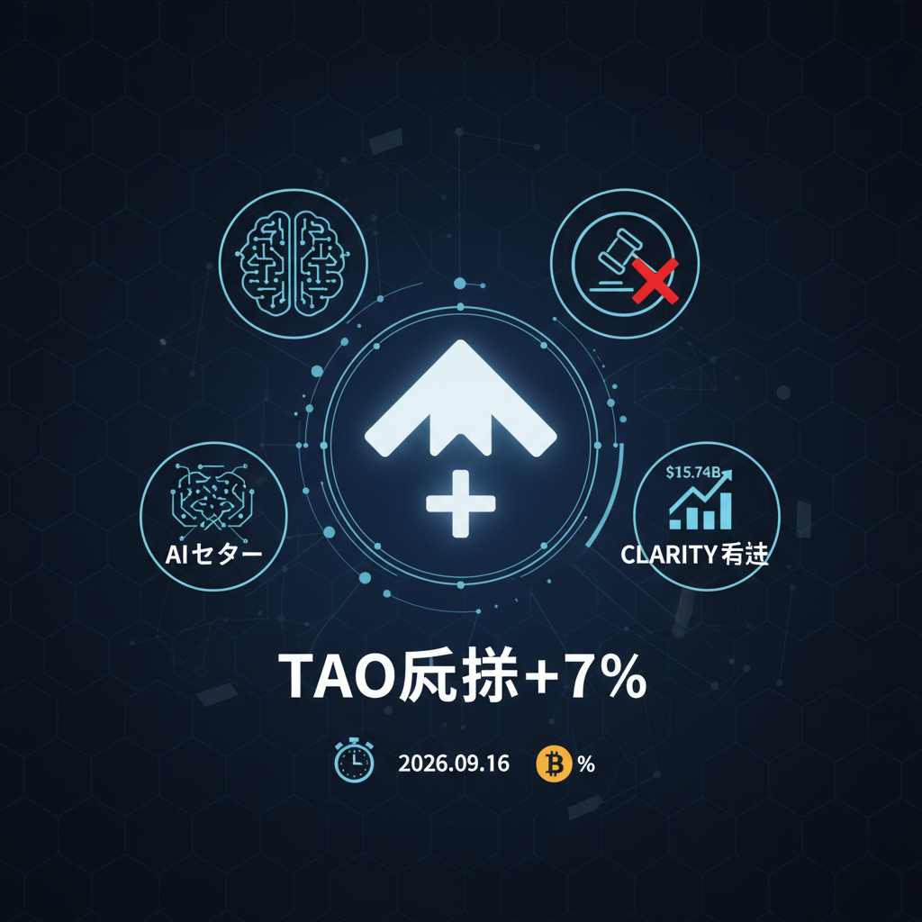 TAO反発+7%、AIセクター逆行高でCLARITY否決の売り一服
