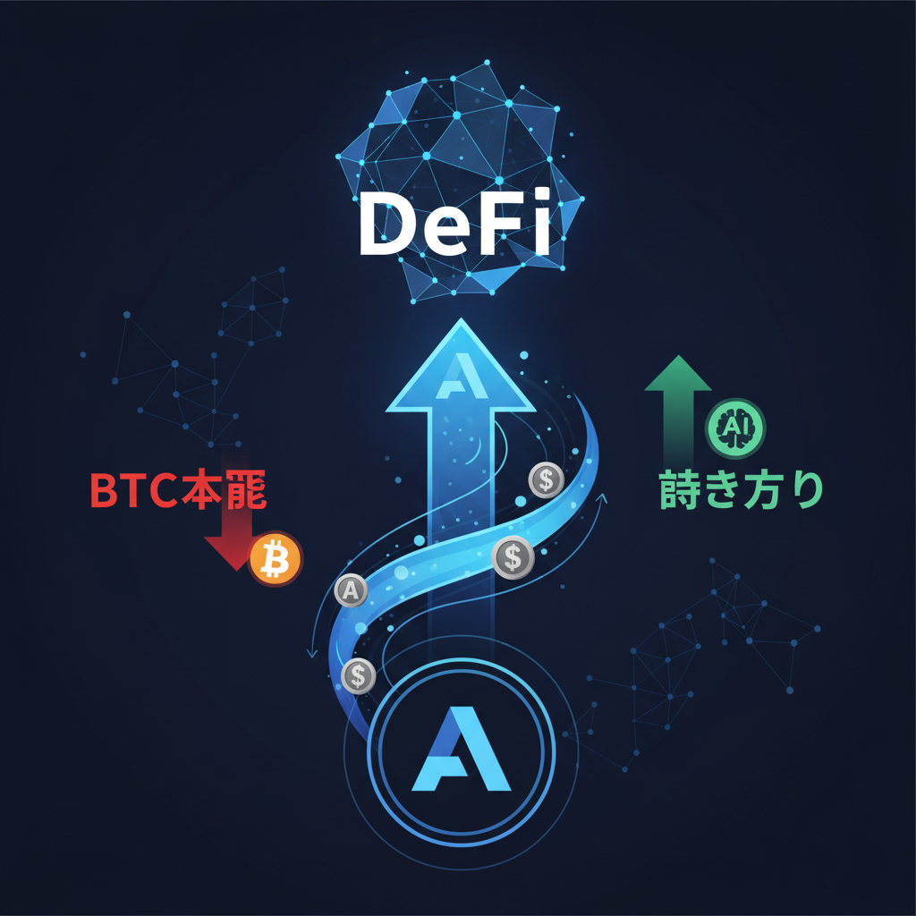 DeFiが24hで9.8%高、BTC下落でも資金はAaveへ回転