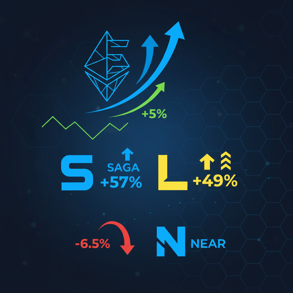 SAGA+57%・LAT+49%急伸、ETHも2,750ドル接近で全面高