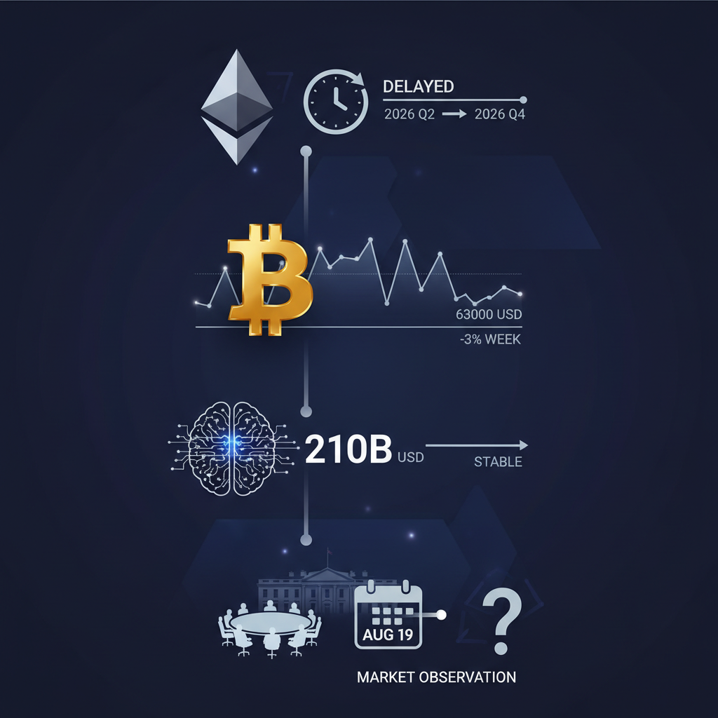 ETHアップグレード半年延期、BTCは6.3万ドル台で様子見継続