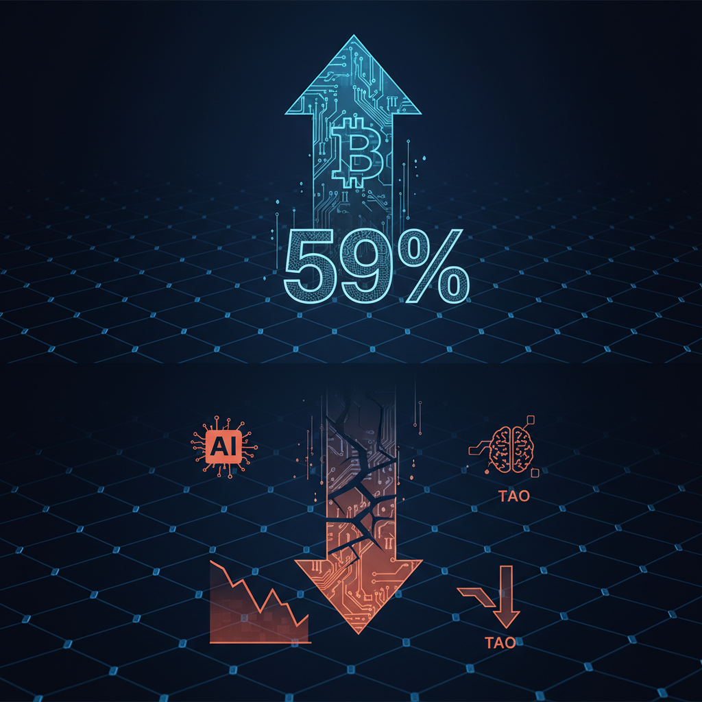 BTCドミナンス59%台へ急伸、AI銘柄はTAO主導で全面安