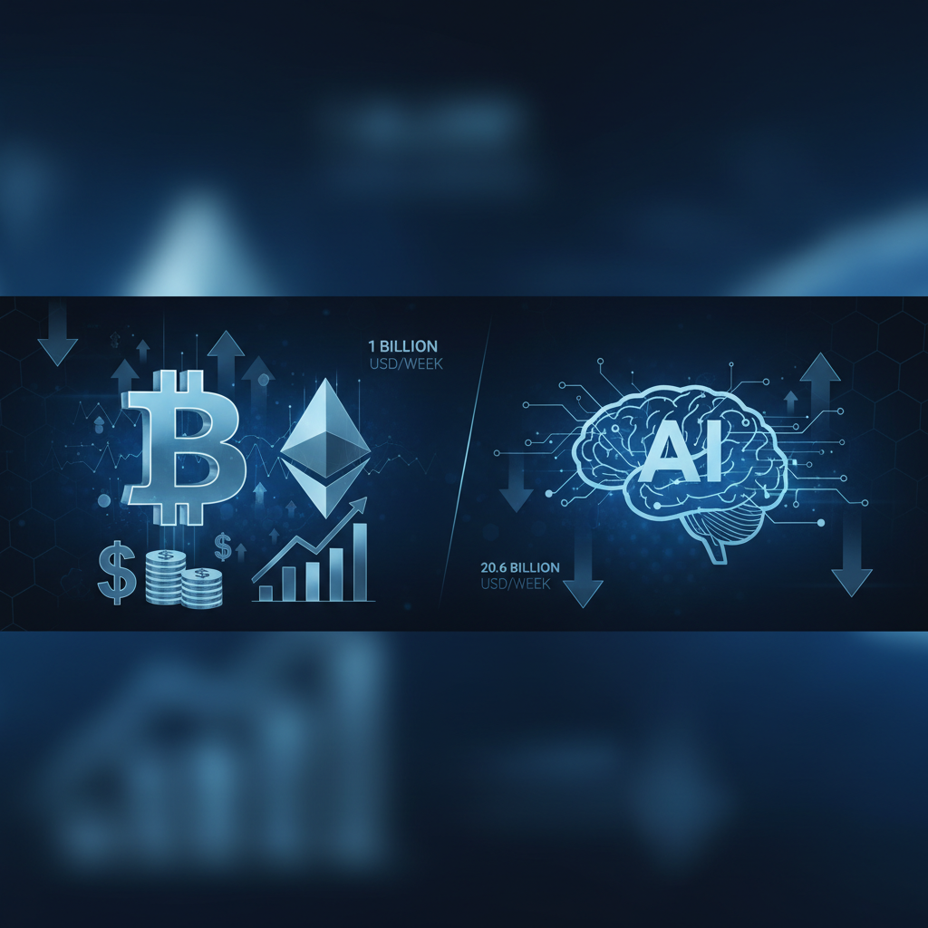 BTC・ETH ETFに週10億ドル、AIトークンは出遅れ続く