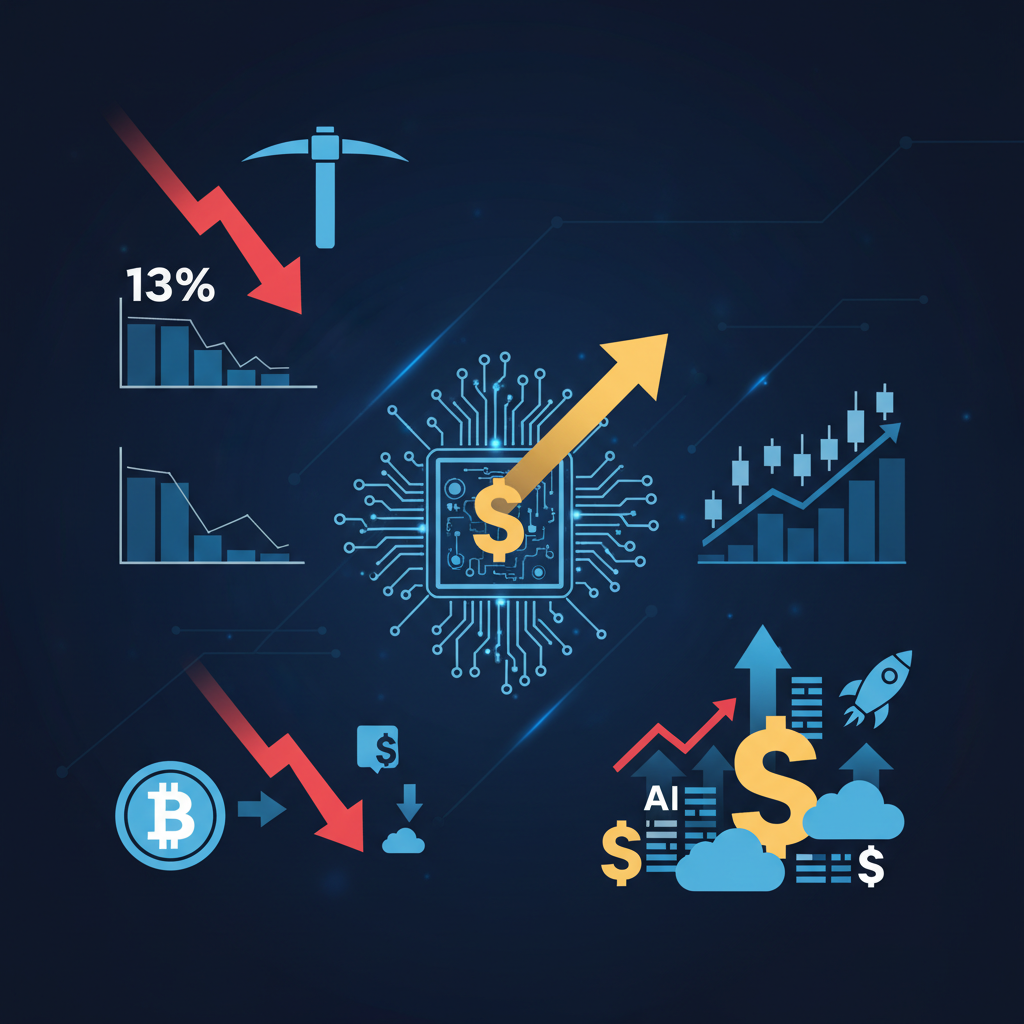 ビットコイン採掘ハッシュレート13%減、マイナー株はAI契約で急伸