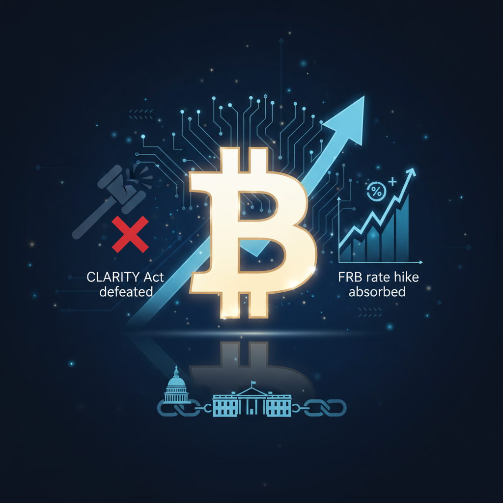 CLARITY法否決とFRB利上げを消化、BTC8.1万ドルへ続伸