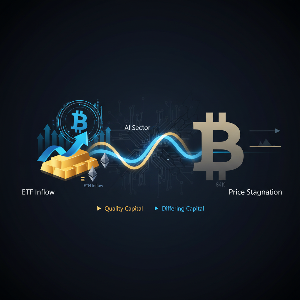 BTC ETFに4日で23億ドル流入も現物は8.4万ドル止まり