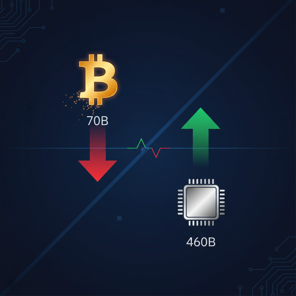 半導体ETF460億ドル流入の裏でBTC ETFは70億ドル流出