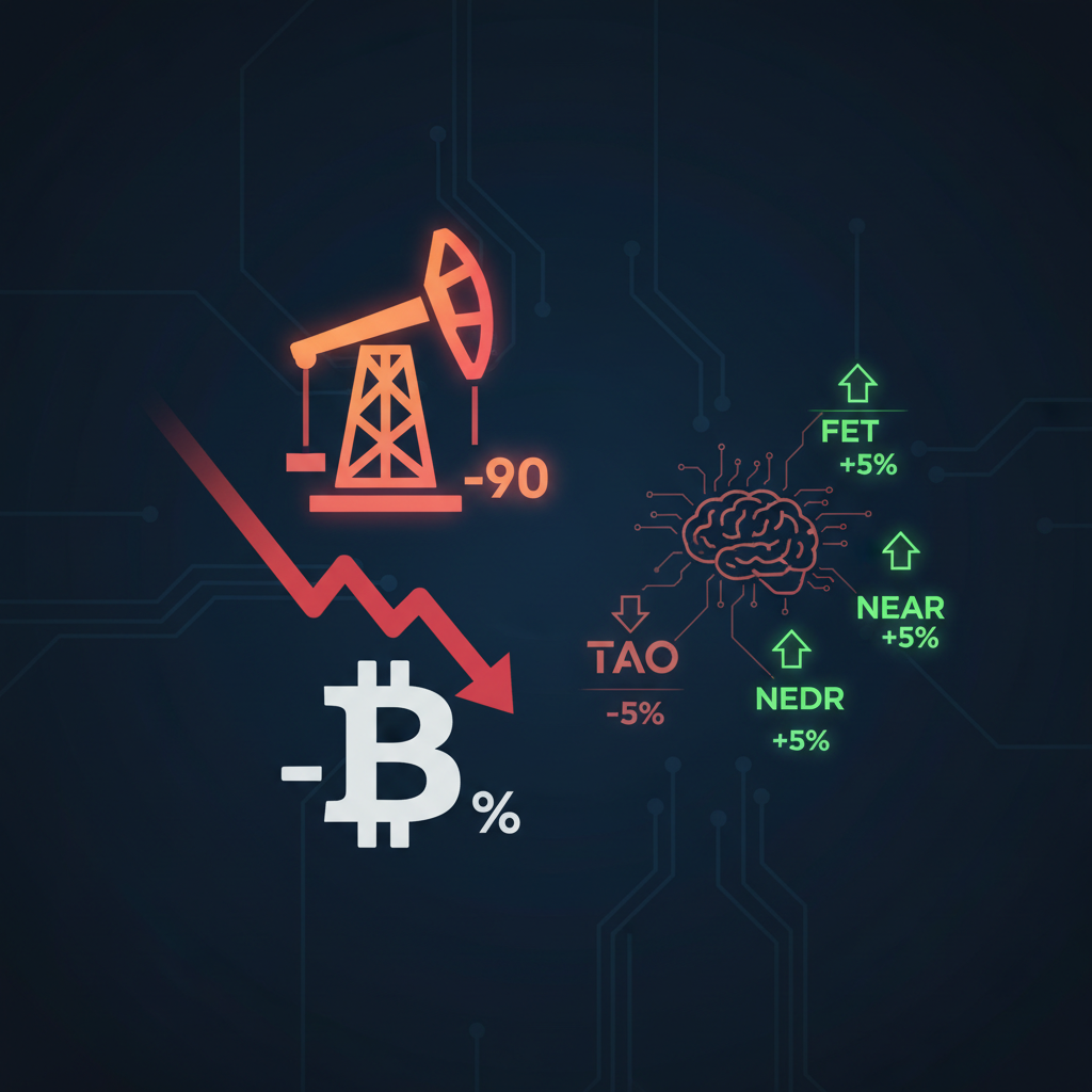 イラン情勢で原油90ドル台に上振れ、BTC反落・TAOだけ5%安
